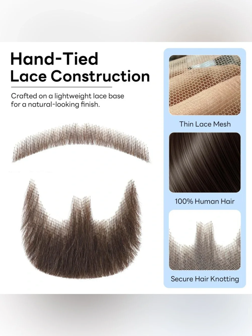 Men's Brown Stick-On Beard and Mustache Grooming Set
